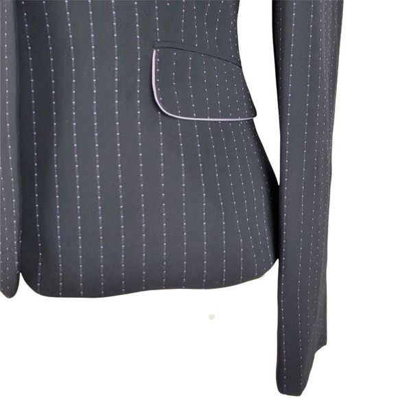 Tahari Black Purple Stripe Single Breasted Two Button Tank Top Blazer Set Size 4 - Picture 6 of 15
